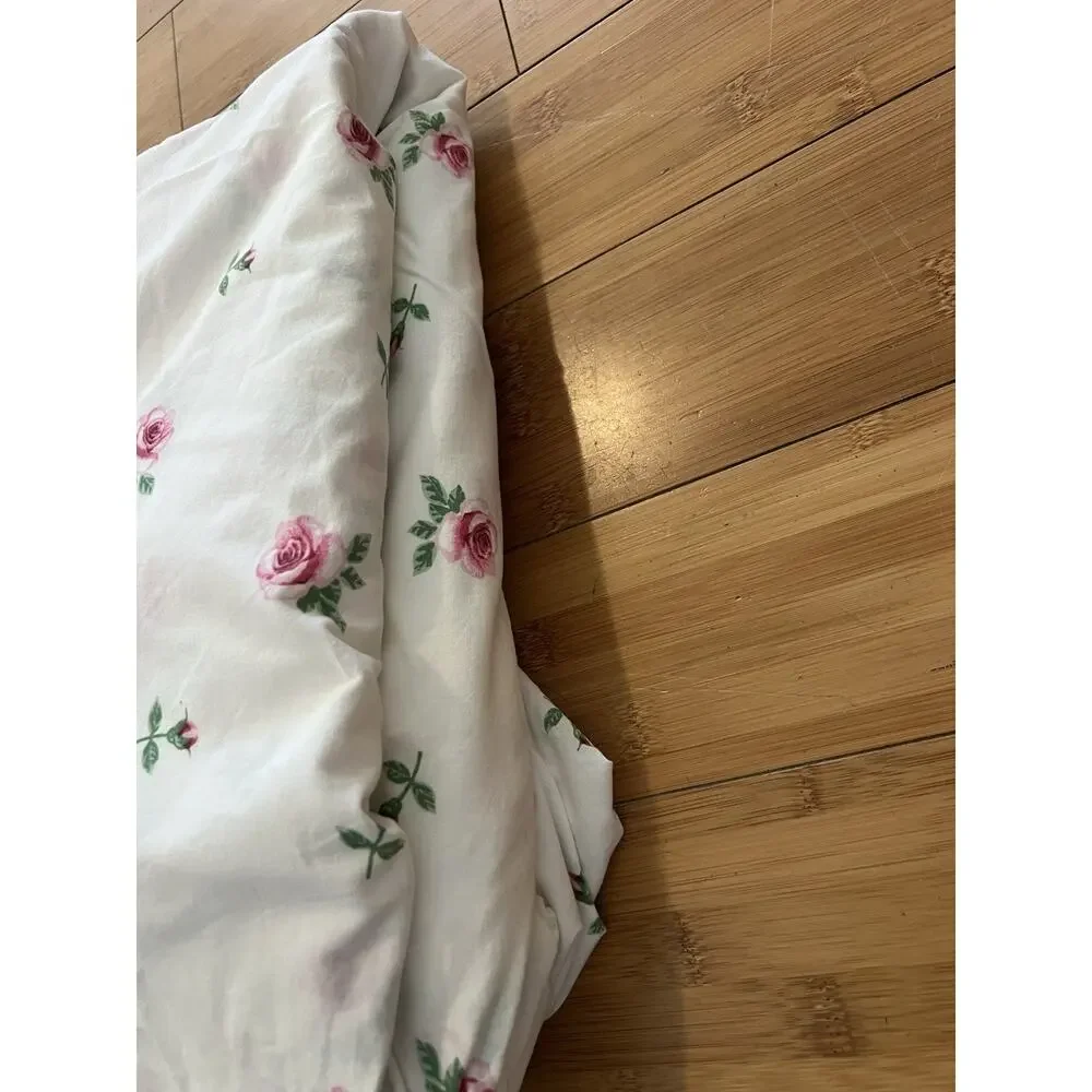 IKEA EMELINA KNOPP Full Size Duvet Cover pretty pink roses on white background